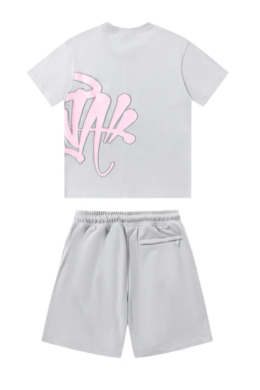 Graffiti Short Set Pink Grey - Image 4
